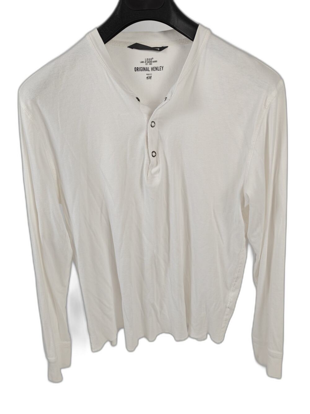 Men’s H&M L.O.G.G. Original Henley White XL Long Sleeve Shirt